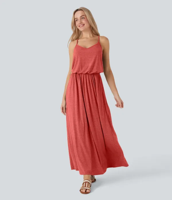 Halara Adjustable Strap Maxi Flowy Resort Slip Dress